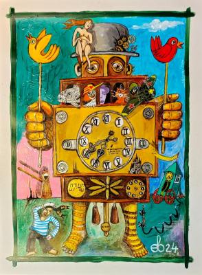 A walking clock with a very difficult fate