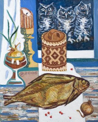 Still Life with Fish and Three Owls. Feierabend-Peredneva Liudmila