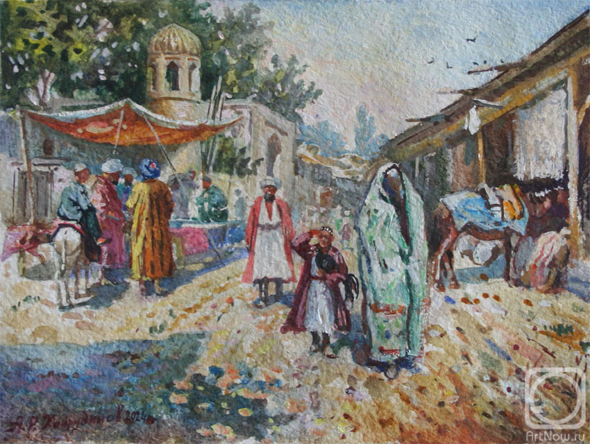Khayrudinov Anvar. A scene from oriental life. A street in the old city. Tashkent