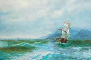 Copy of Ivan Aivazovsky's painting. Sailboat in the Sea