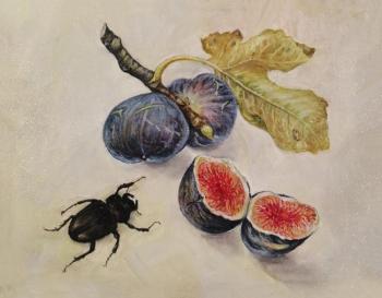A stillife with bug and fruits