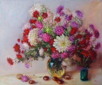 Dahlias, chrysanthemums