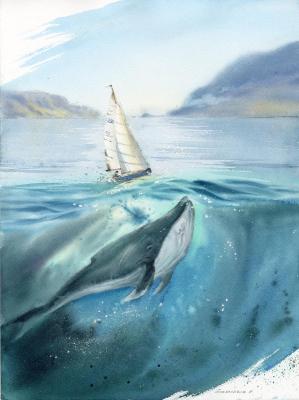 Whale and sailboat. Gorbacheva Evgeniya