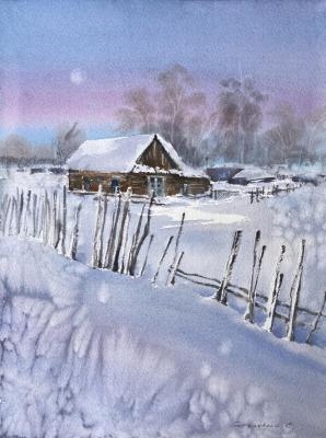 Winter morning. Village
