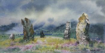 Menhirs in the rain 19 x 38 2015. Pugachev Pavel