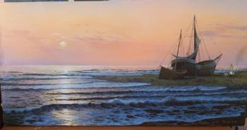 Fishing dinner at sunset. Fyodorov Vladymir