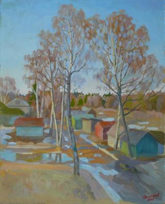 Spring in Fedoskino. Sketch