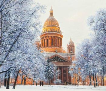 St. Isaac's Cathedral. Magic of winter beauty. Kamskij Savelij