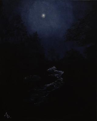 A brook in the moonlight (Light In Darkness). Lebedev Vladimir
