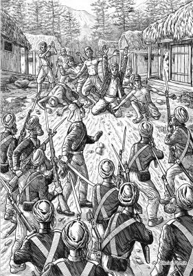 A detachment of Sikhs entering the village of sepoys. Fomin Nikolay