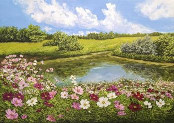 Charming cosmea by the water. Strelkova Larisa