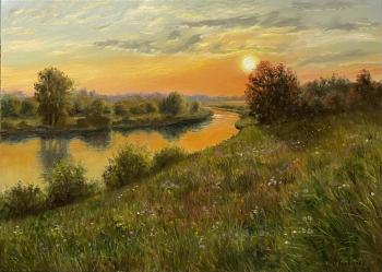 Sunset over the river. Tikunova Olga