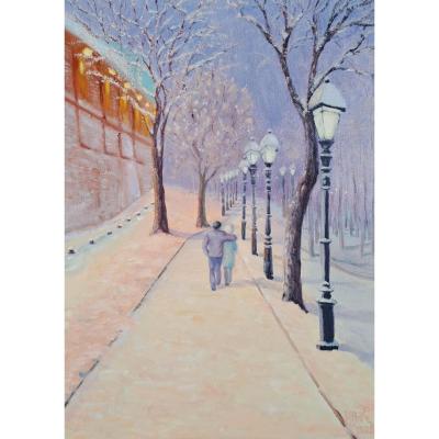 Winter romance. Walk