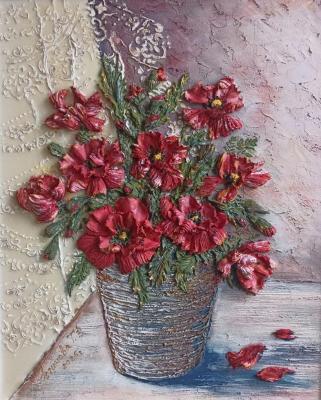 Poppies - Everything was (Sculptural Painting). Loginova Tatyana
