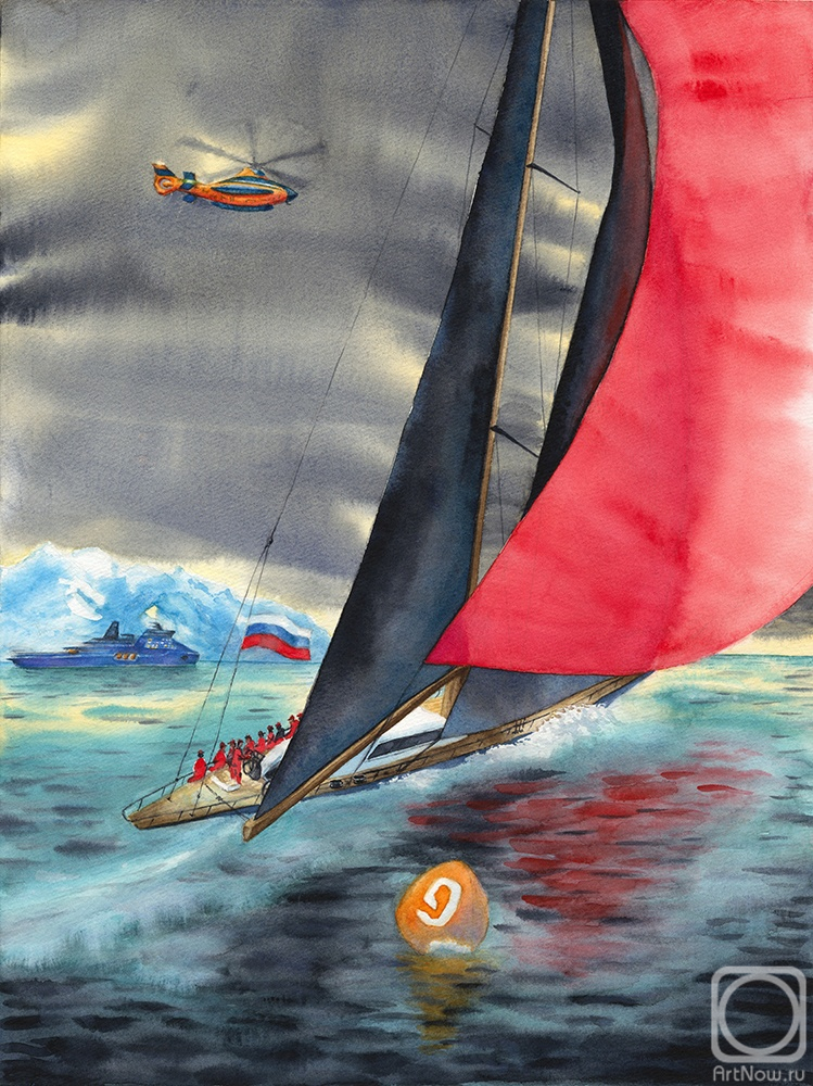 Kastalskiy Dmitriy. 2045. Russian team passing the finishing stage of the S. Dezhnev Arctic Regatta along the Northern Sea Route