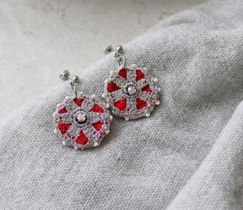 Crocheted red earrings. Belyaeva Anna