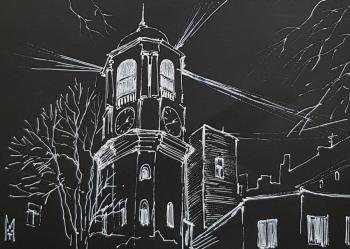 Картина «Часовая башня ночью»