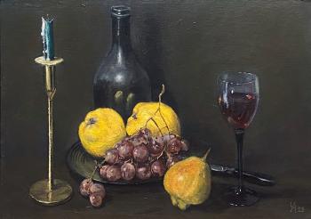 Still life with quince, pear and grapes