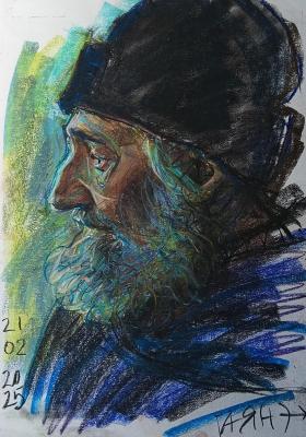 Old man, portrait from life (Impressionism). Dobrovolskaya Gayane