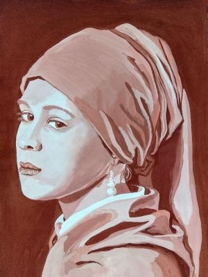 Julia - the girl with a pearl earring (Portrait Sepia). Russkih Nataliya