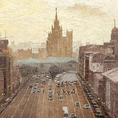 View from Old Square to the high-rise building on Kotelnicheskaya Embankment. Lorti Dzhoui