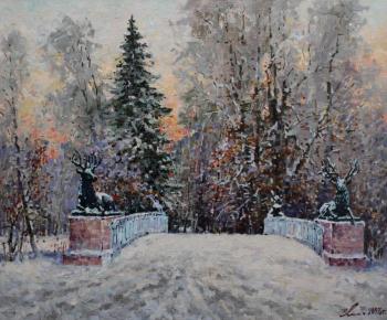 The Deer Bridge in Pavlovsk Park in winter. Malykh Evgeny