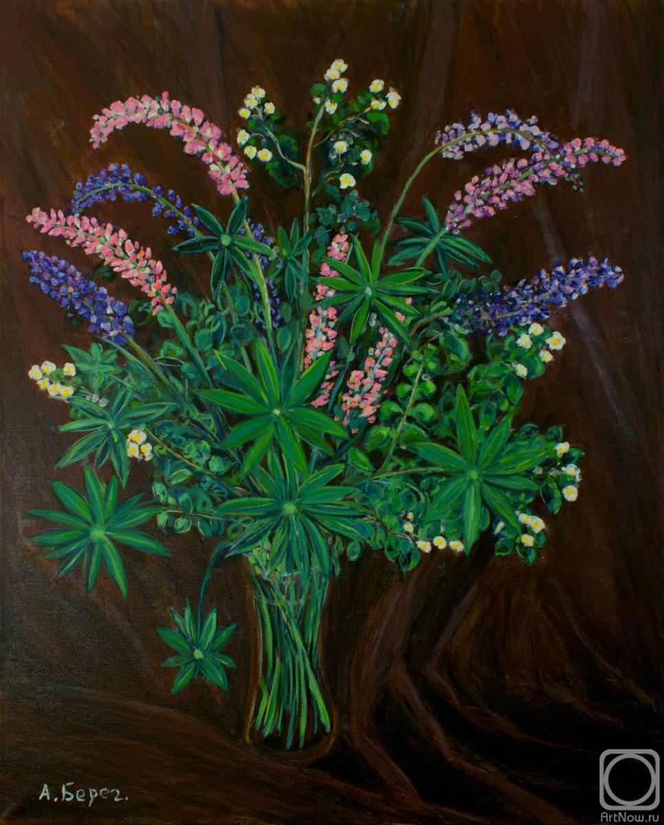 Beregovoy Aleksey. Bouquet of lupines and jasmine flowers