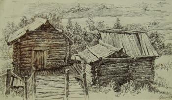 Huts in a northern village. Ershova Galina