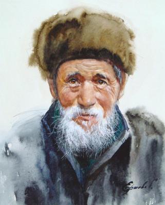 Portrait of an Old Man Wearing a Fur Cap. Ershova Galina