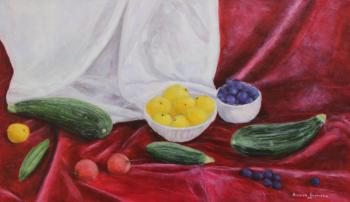 Still Life with Zucchini, Apples, and Quince (October Apples). Beregovoy Aleksey