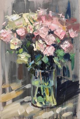 Картина «Зелено-розовые розы»