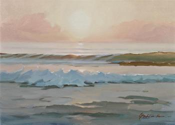 Wave and evening sun