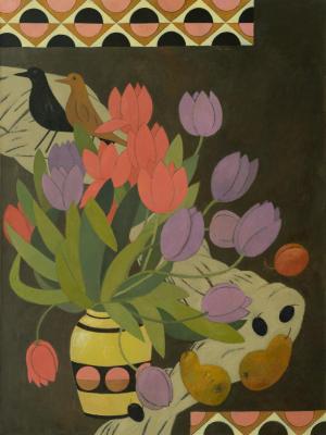Still Life with Tulips in Art Deco Style. Kurmaz Svetlana