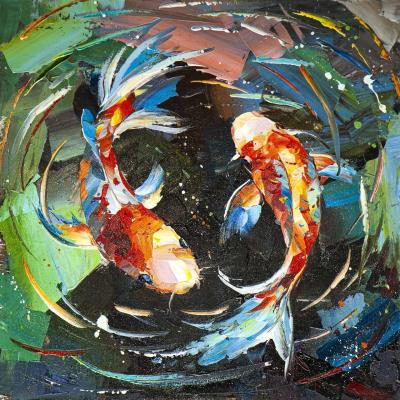 Koi Carps. The Cycle of Happiness. Rodries Jose