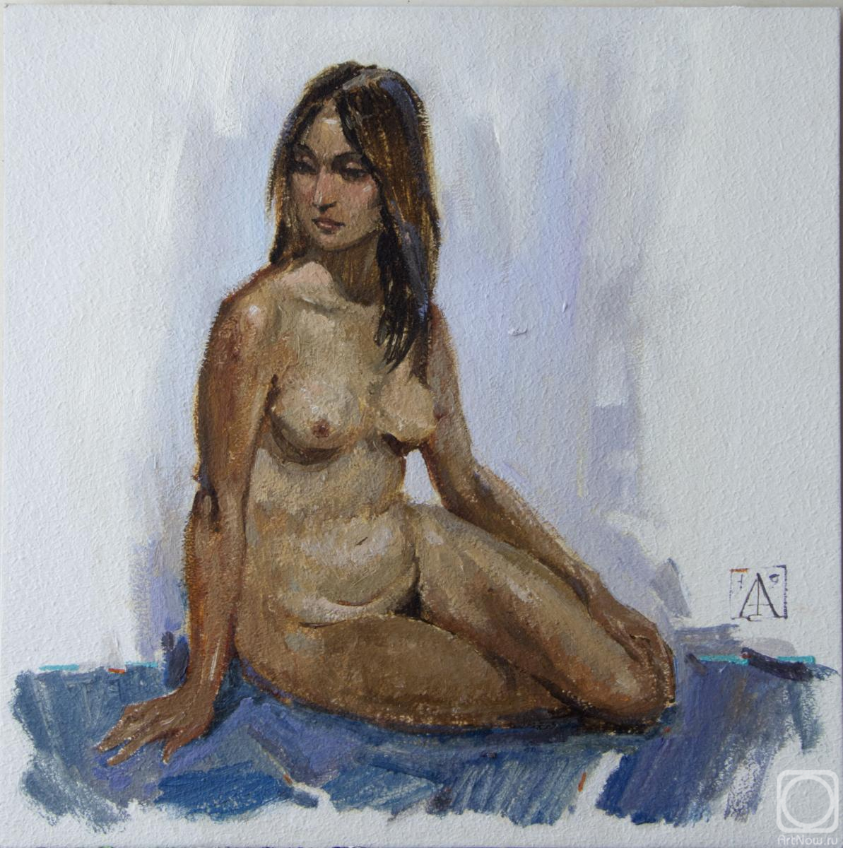 Avdeev Sergey. Nude on a blue carpet