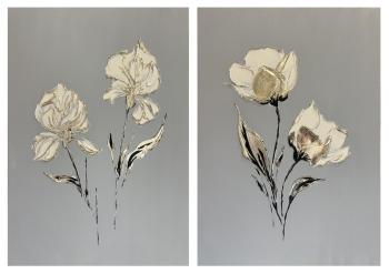 Две картины с объемными цветами. Скромова Марина