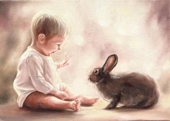Child and rabbit. Dankova Alyona