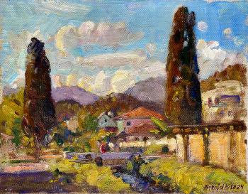 Landscape with cypresses. Zhukova Juliya