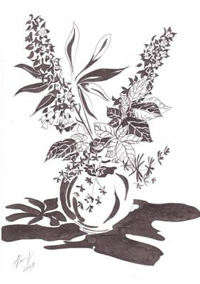 Delphinium, lupine and potatoes (from the wild bouquets series) (Wild Delphinium). Kataeva Galina