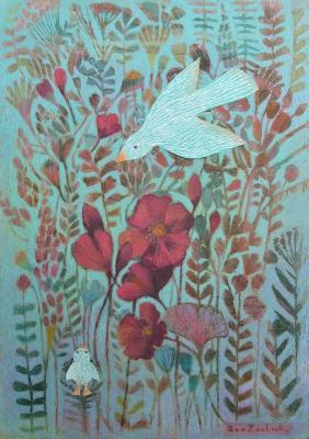 Birds, flowers. Buzuluk Yuliya