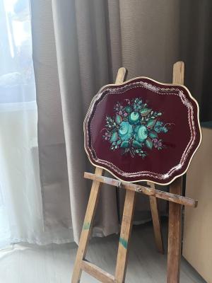 Decorative tray "Green bouquet on a wine�. Golskaya Kseniya