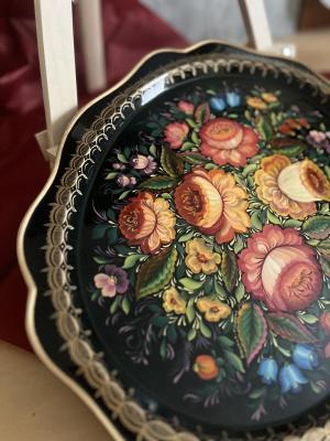 Handmade decorative tray "Festive bouquet. Golskaya Kseniya