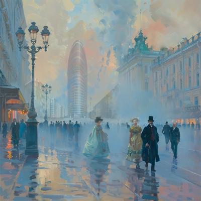 The Shadow of the Future on Nevsky Prospect language of forms of the 21st: the silhouette of a futuristic skyscraper interrupts the cl