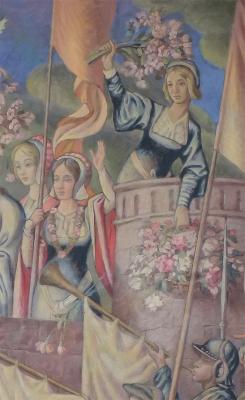 Triptych "Emblem of the Estates": Storming the castle of love (fragment of the painting). Noymann Vladimir