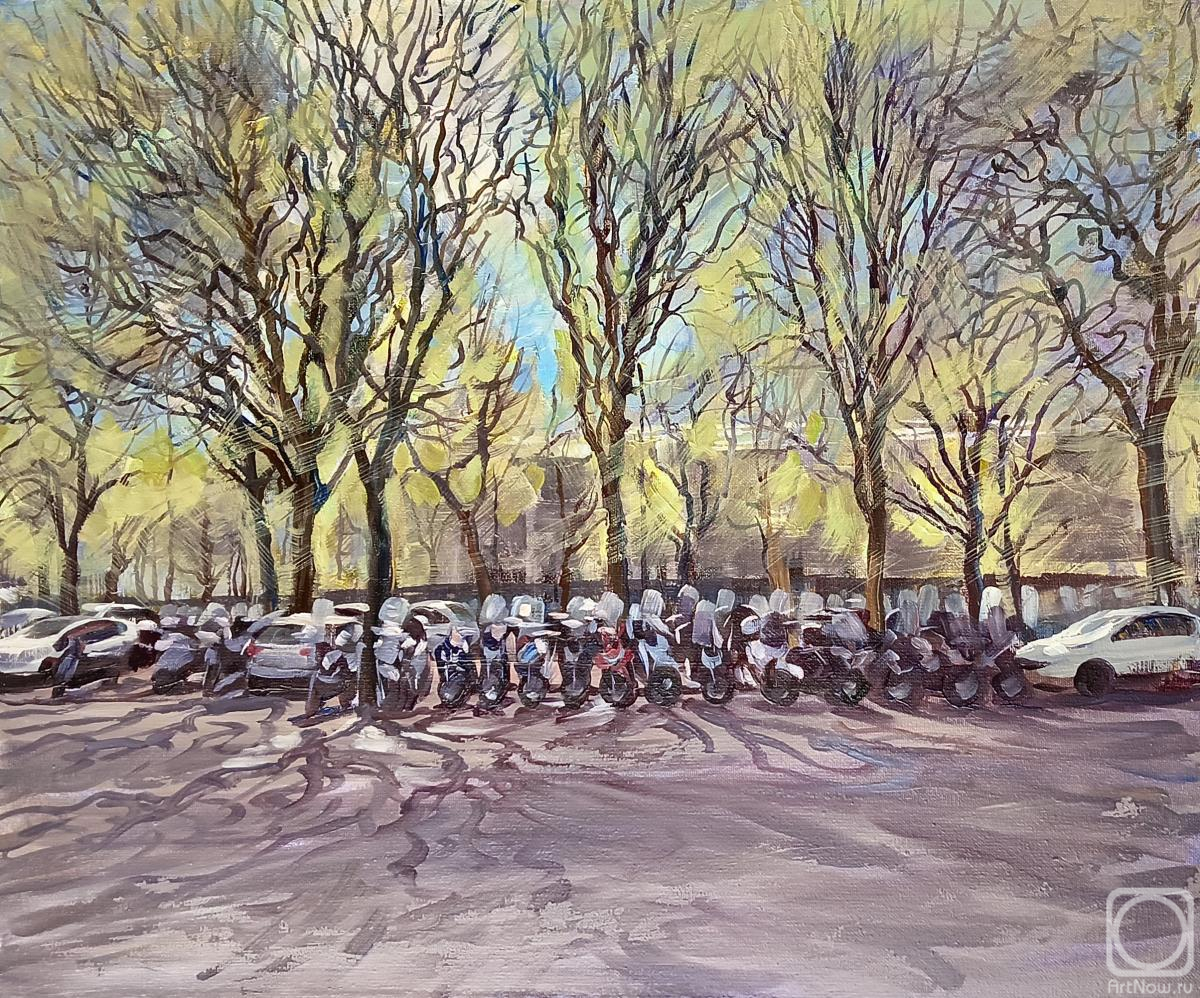 Dobrovolskaya Gayane. Florence, match, motorcycles near the stadium