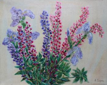 Lupines and Irises
