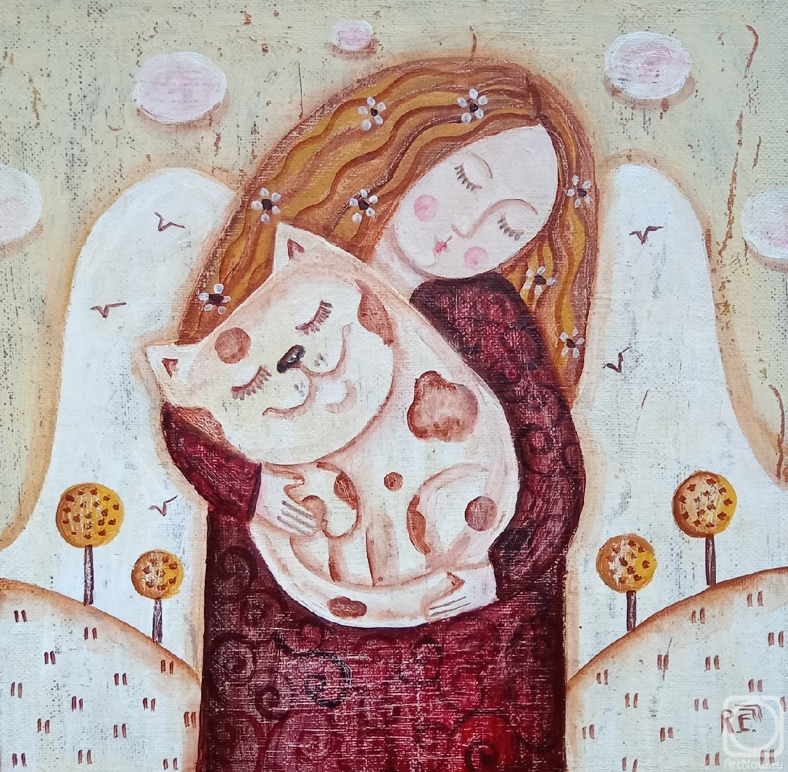 Razina Elena. And the angel has a cat