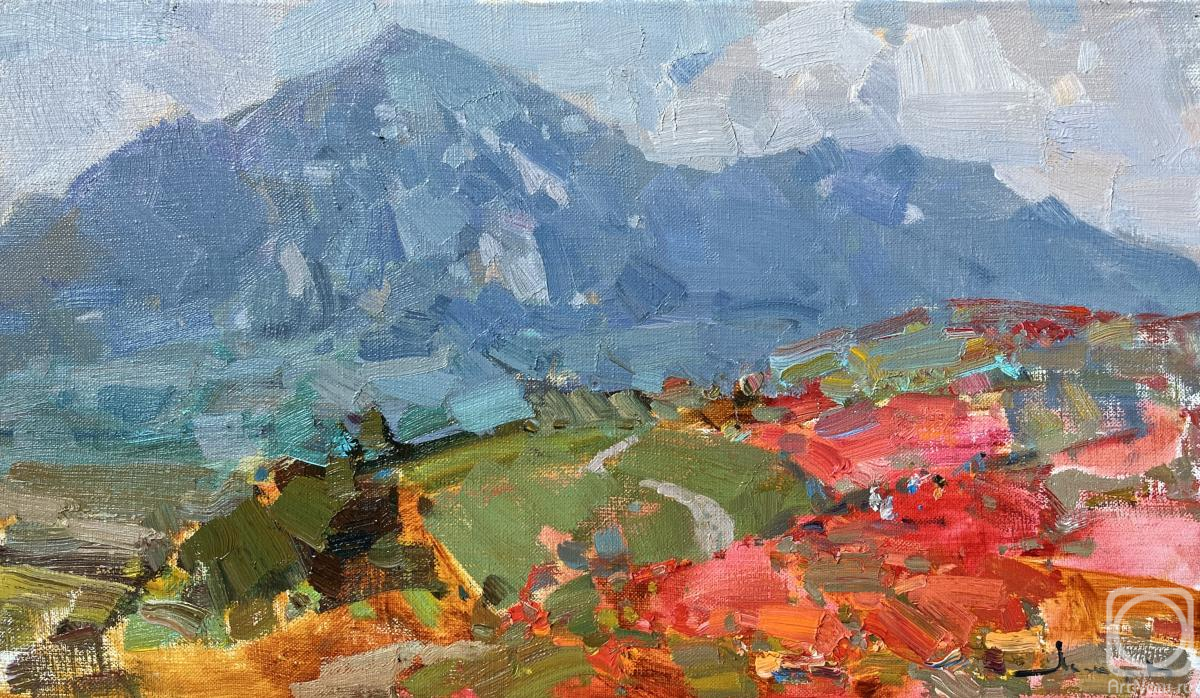 Makarov Vitaly. Poppy field against the background of Beshtau