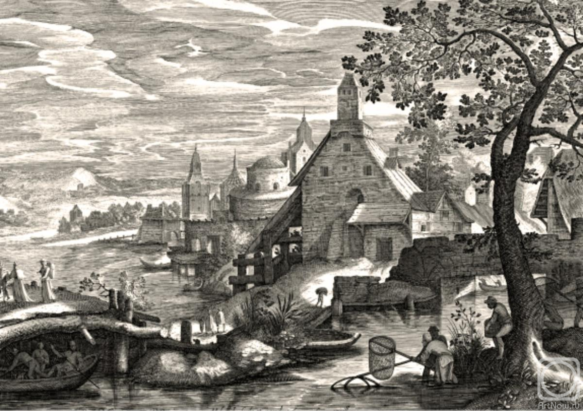 Kolotikhin Mikhail. Summer. Landscape with fishermen