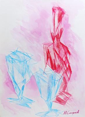 A bottle of wine and two glasses. Smirnov Yuriy